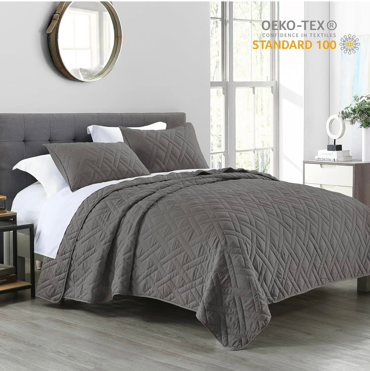 Set de edredón Geométrico Gris oscuro